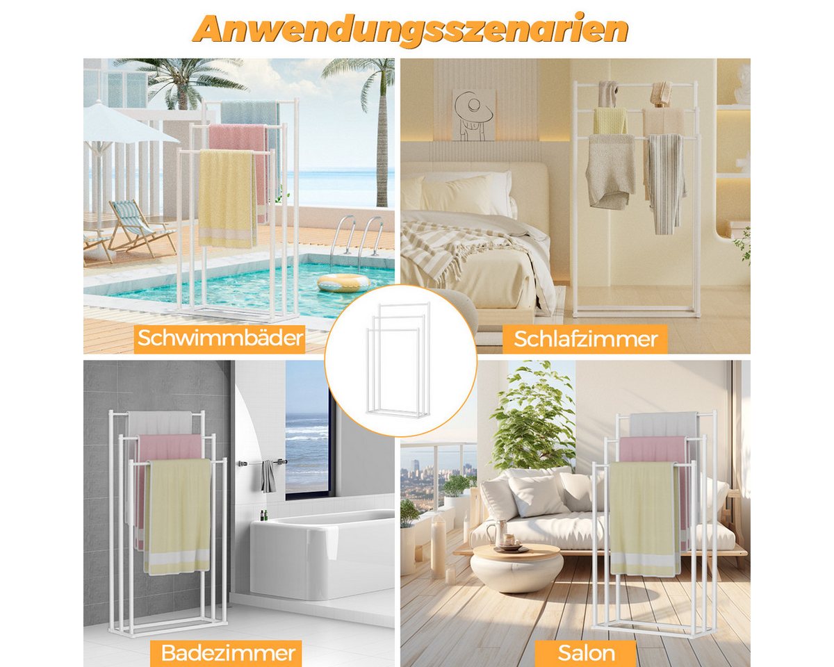 Rhein Beleuchtung Kleiderständer 3-stufiger Handtuchhalter stehend, freistehender Stummer Diener Metall, (Set, 1 St., Für Bad, Schlafzimmer & Waschküche – als K – Bild 4 von 5