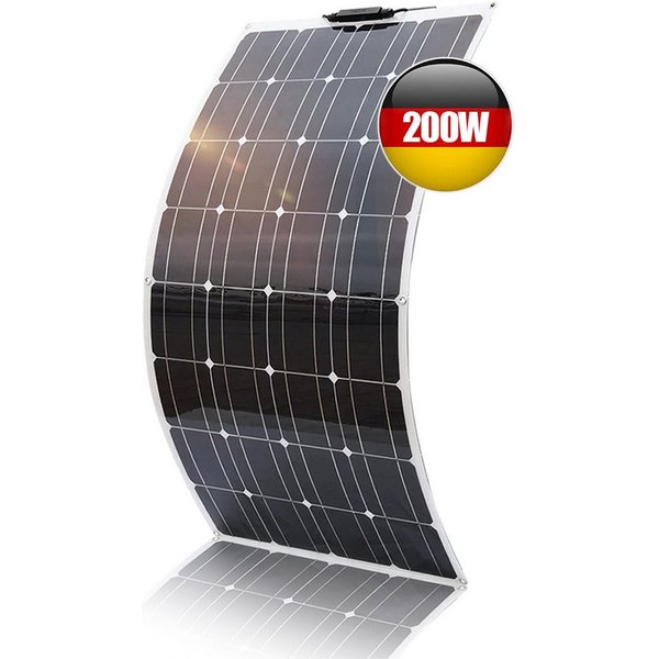 Rhein Beleuchtung Solarmodul 200W effizientes flexibles Solarpanel aus monokristallinem Silizium, 200 W, Monokristallin, (Set, 1-St., Für Wohnmobil, Garten, Boo