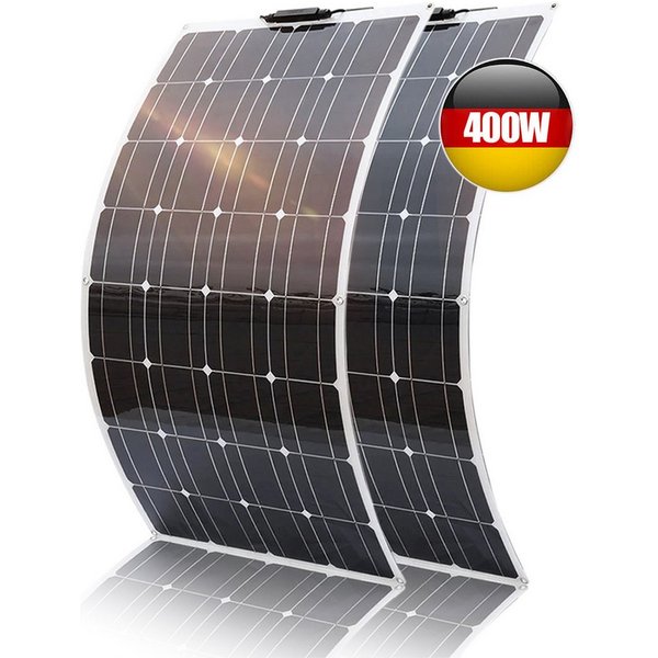 Rhein Beleuchtung Solarmodul 200W effizientes flexibles Solarpanel aus monokristallinem Silizium, 200 W, Monokristallin, (Set, 2-St., Für Wohnmobil, Garten, Boo