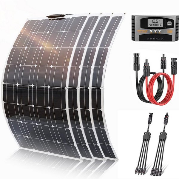 Rhein Beleuchtung Solarmodul 800W Flexibles Solarpanel Set für Wohnmobil Garten Boot 12V, 800 W, Monokristallin, (Set, 7-St., Ultraflach, IP65, für gewölbte Flä