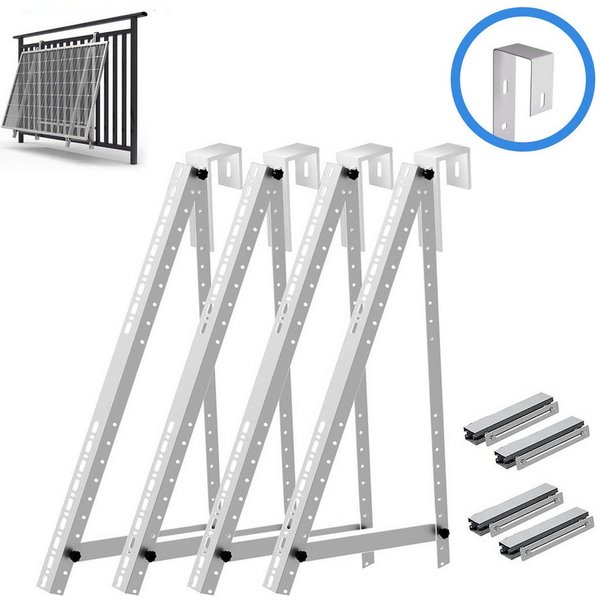 Rhein Beleuchtung Solarmodul-Halterung Einstellbare Solarpanel Halterung 114/118cm mit Balkonhaken, (bis 44 Zoll, Set, 4-tlg., Aus Edelstahl als Solarmodul Halt
