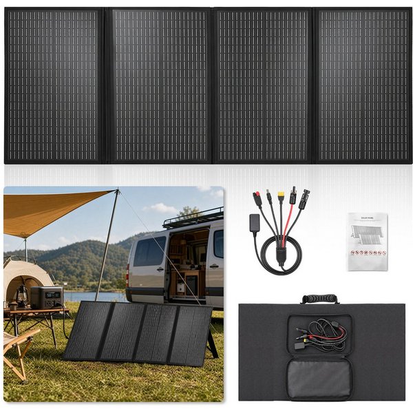 Rhein Beleuchtung Solarmodul Solar Panel 400W 36V, tragbares Solarpanel, faltbar & monokristallin, 400 W, Monokristallines Silizium, (1-St., Solarpanel Camping 