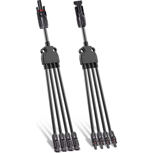 Rhein Beleuchtung Solarmodul Solarstecker Verteiler Set 1 zu 2/3/4 MC4 Y-Stecker Verbindung, 0 W, Hochreiner Kupferkern und PPE-Material, (Set, 1-St., Für PV-Ka