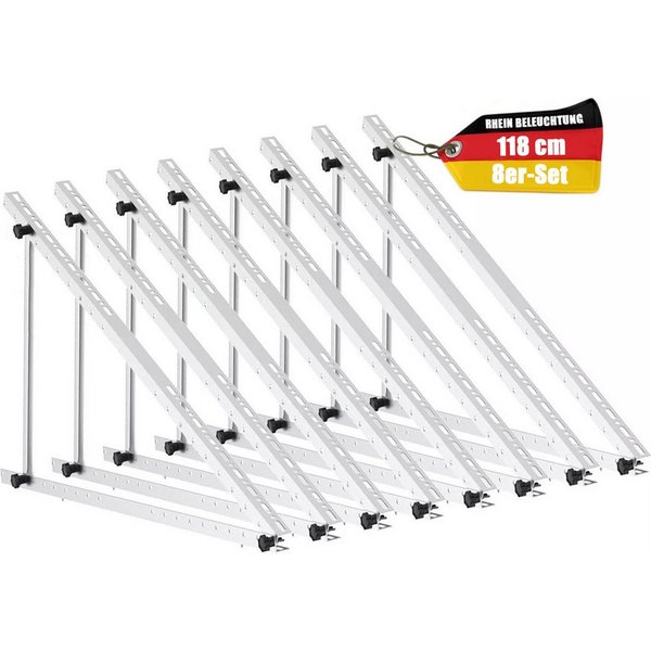 Rhein Beleuchtung Solarmodul Verstellbare Solarmodul-Halterung – 114 cm oder 118 cm, 0 W, Korrosionsbeständige Aluminiumlegierung, (Set, 8-St., Für PV-Module bi