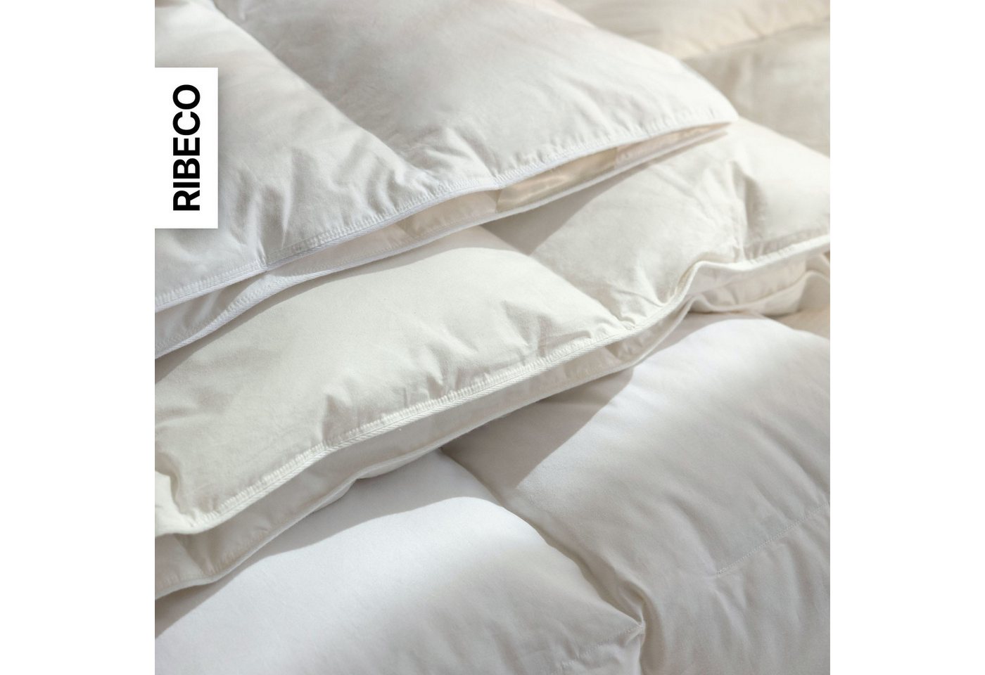 RIBECO Federbettdecke Laram, Bettdecken für Sommer oder Winter, Made in Germany, Füllung: 90% Federn, 10% Daunen, Bezug: 100% Baumwolle, Super Preis-Leistung, B – Bild 5 von 5