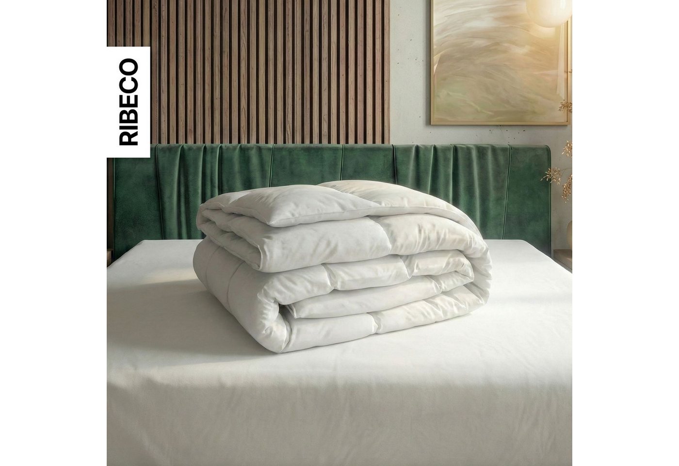 RIBECO Federbettdecke Laram, Bettdecken für Sommer oder Winter, Made in Germany, Füllung: 90% Federn, 10% Daunen, Bezug: 100% Baumwolle, Super Preis-Leistung, B – Bild 2 von 5