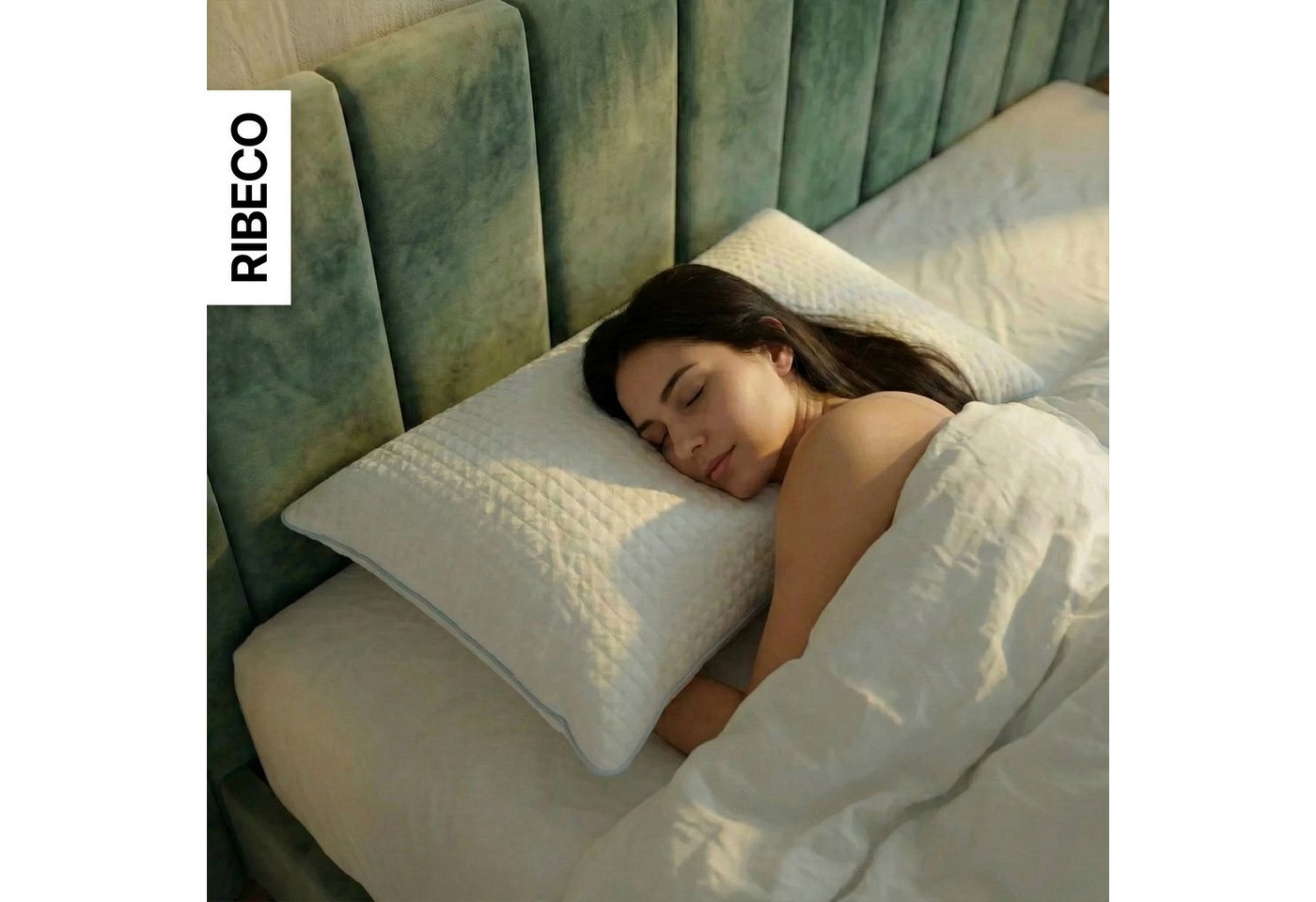 RIBECO Kopfkissen Olaf, 40x80 & 80x80 cm erhältlich, Füllung: Polyester, Bezug: Baumwolle & Polyester, mit kühlender Sommer- und weicher Winterseite! – Bild 2 von 5