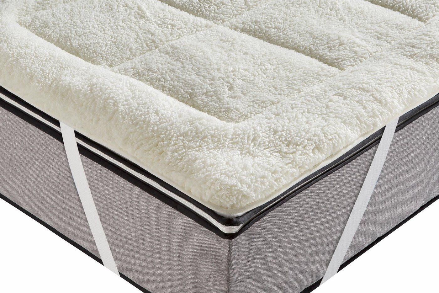 Matratzenauflage Luise, in Lammfloor Optik, 90x200 cm und weitere Größen RIBECO, Auflage beidseitig für Sommer und Winter nutzbar, waschbar bis 60°C – Bild 3 von 3