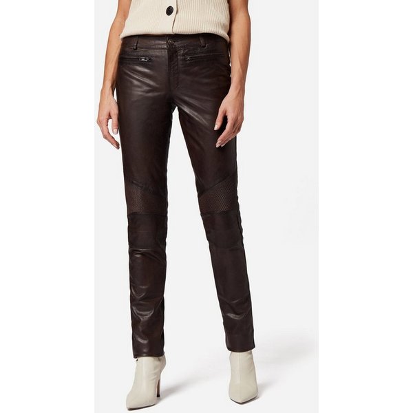 RICANO Lederhose Donna Lederhose mit Biker-Elementen als Low Waist