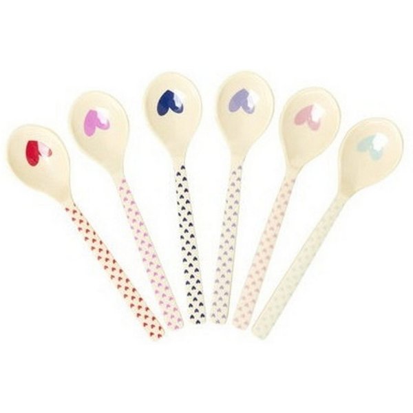 rice Kaffeelöffel Teelöffel-Set Favorite Hearts, 6-teilig, 14,5 cm, Melamin BPA-frei
