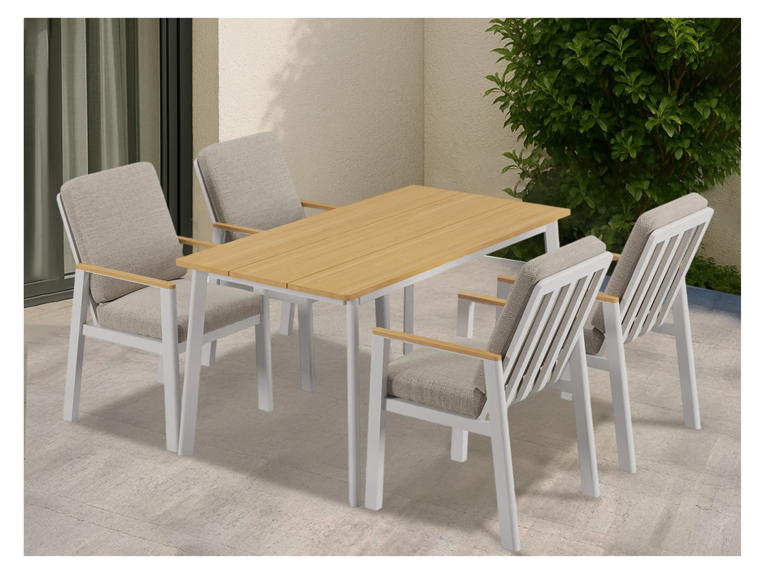 RICHLY Gartenmöbel Dining Set »Perugia«, inkl Polster (4-Sitzer, Warmweiß) – Bild 2 von 4