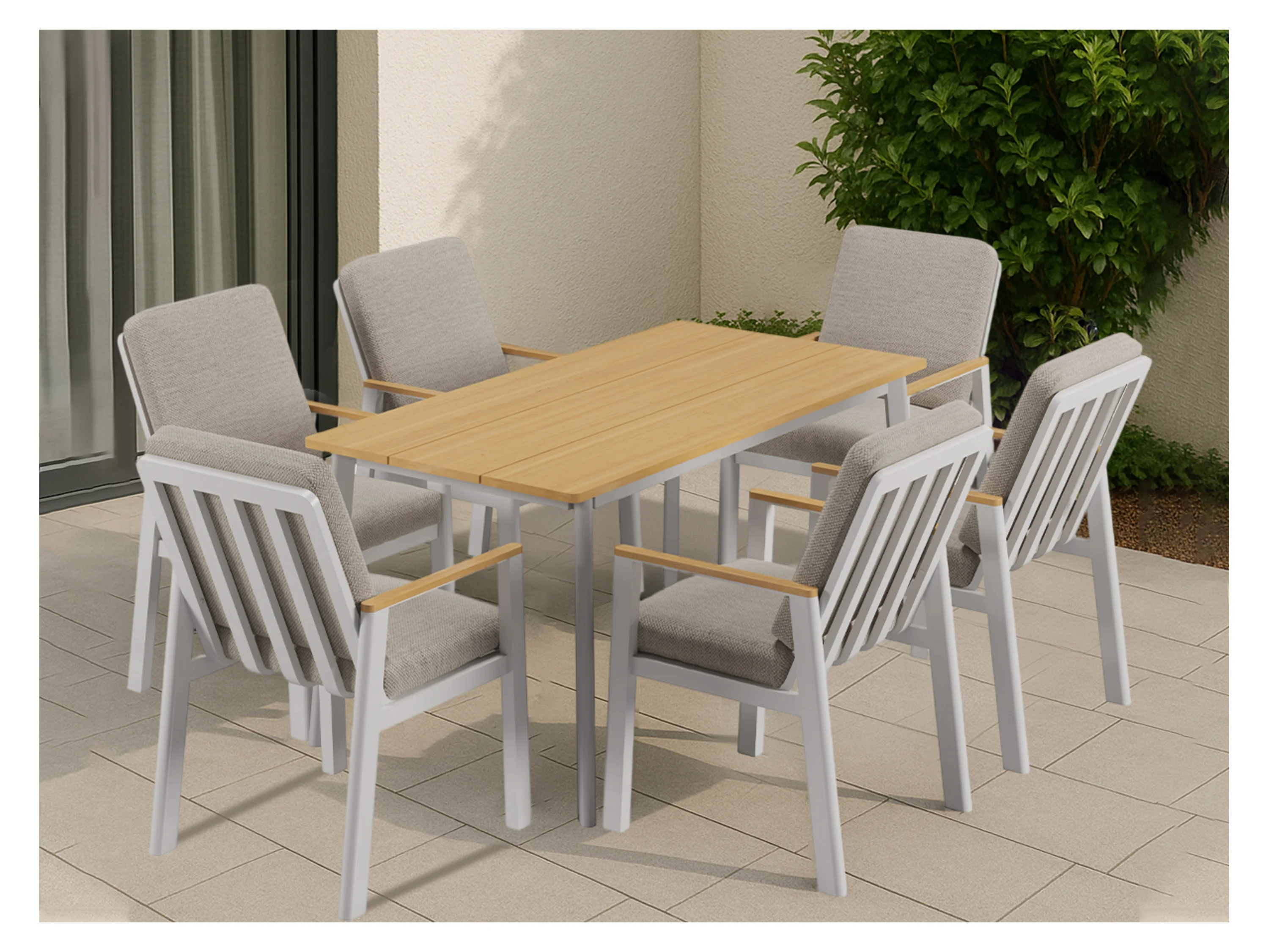RICHLY Gartenmöbel Dining Set »Perugia«, inkl Polster (6-Sitzer, Warmweiß) – Bild 2 von 4