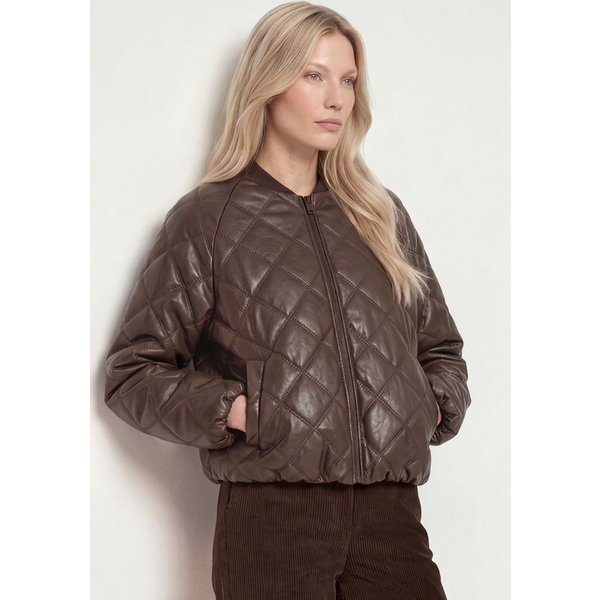 RICHROYAL Lederimitatjacke kurze Form, mit Rautensteppmuster, Herbstjacke