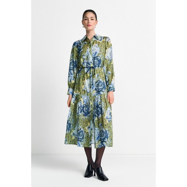 RICHROYAL Midikleid mit Pfingstrosenprint, Seiden-Anteil