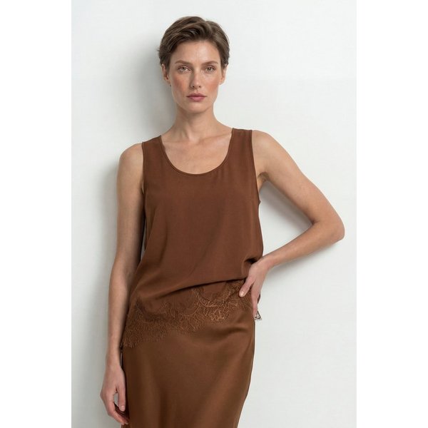 RICHROYAL Shirttop mit Spitzenbesatz am Saum, edle Satin-Optik