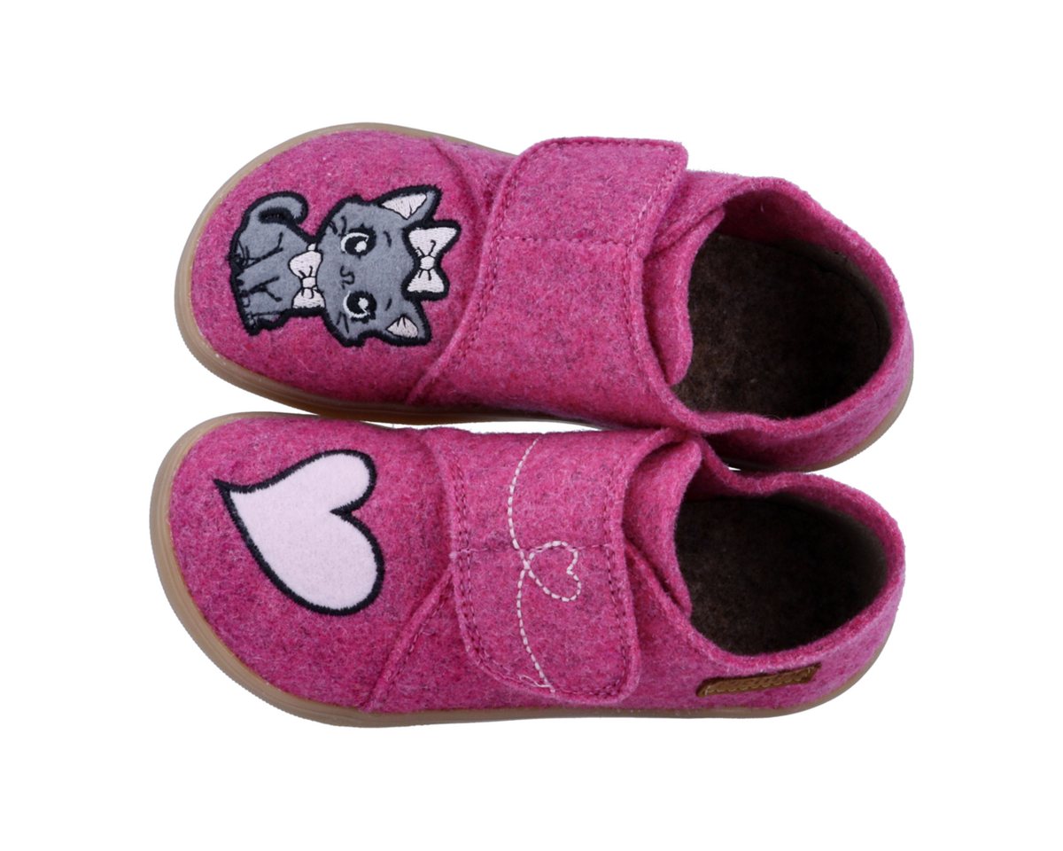 Richter Fun (Felt) Barfußschuh Hausschuh mit süßem Katzenmotiv, Größenschablone zum Download – Bild 3 von 5