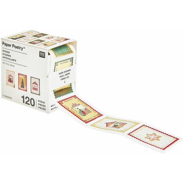 Rico Design Aufkleber Briefmarken Weihnachtspost, 120 Stück