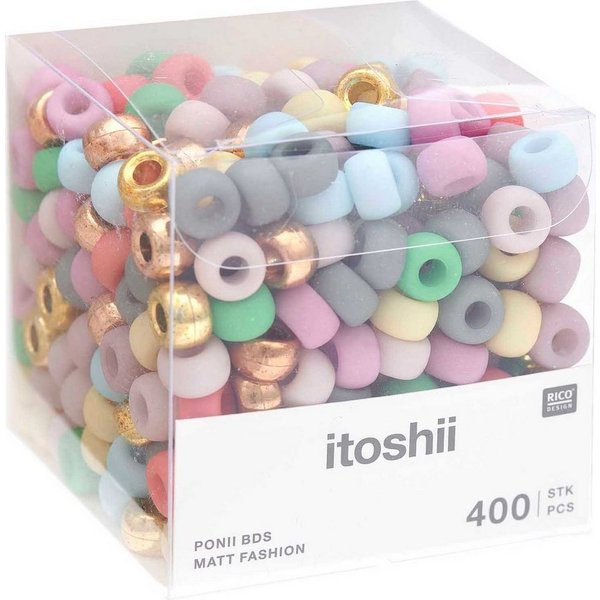 Rico Design Bastelperlen itoshii Perlenmix Ponii Beads, 400 Stück