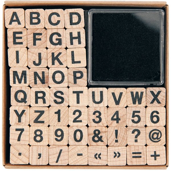 Rico Design Stempel ABC & Zahlen, 48 Stück + 1 Stemplekissen