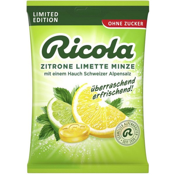 RICOLA Süßigkeit, Ricola Salted Zitrone Limette Minze Kräuterbonbon ohne Zucker 68g