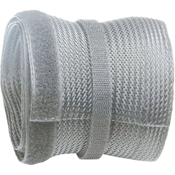 RICOO Geflechtschlauch Kabelschlauch mit Klettverschluss 2 Meter kürzbar Z9135G-2 grau (1-St), Kabelschlauch Kabelmanagement Kabelkanal flexibel Klettverschluss