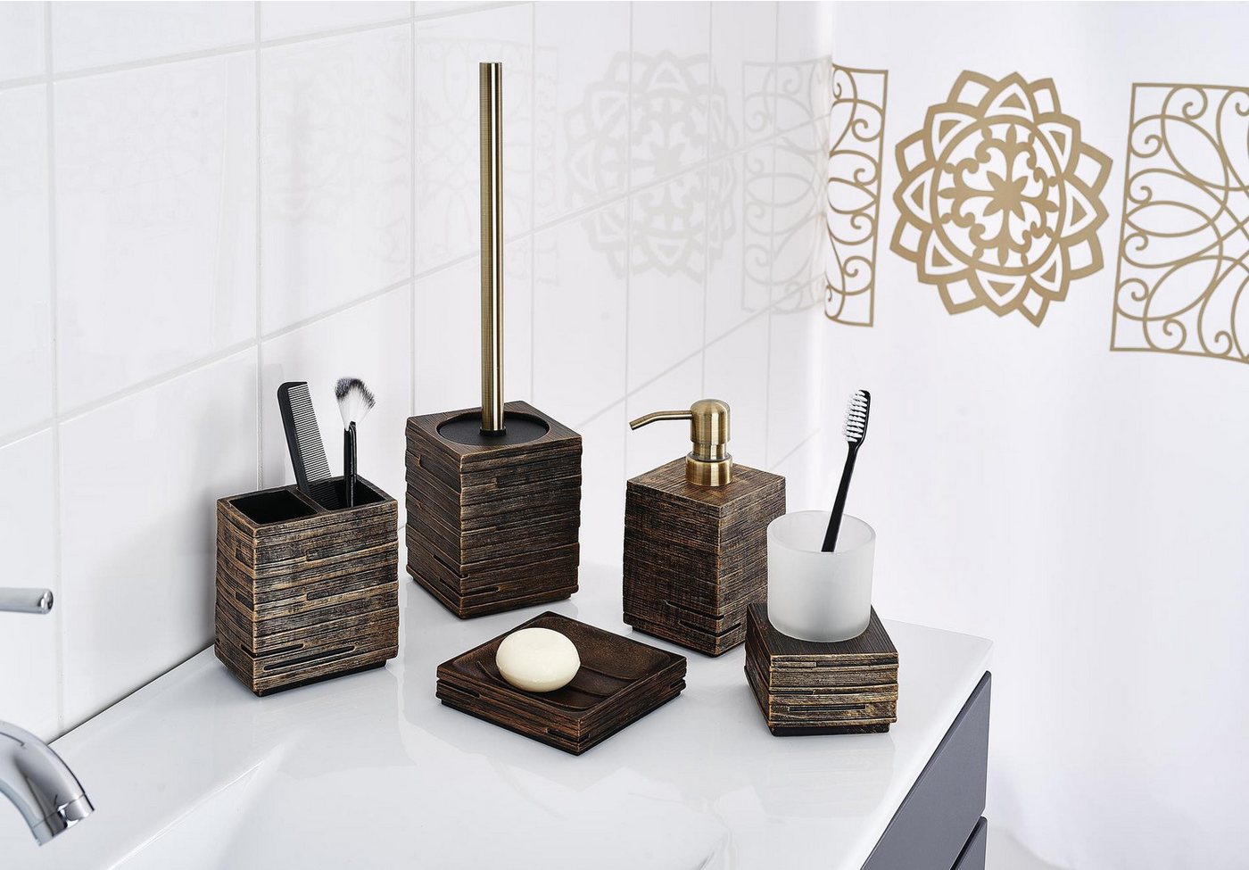 Ridder Badaccessoire-Set Zahnbürstenhalter Brick bronze – Bild 2 von 3