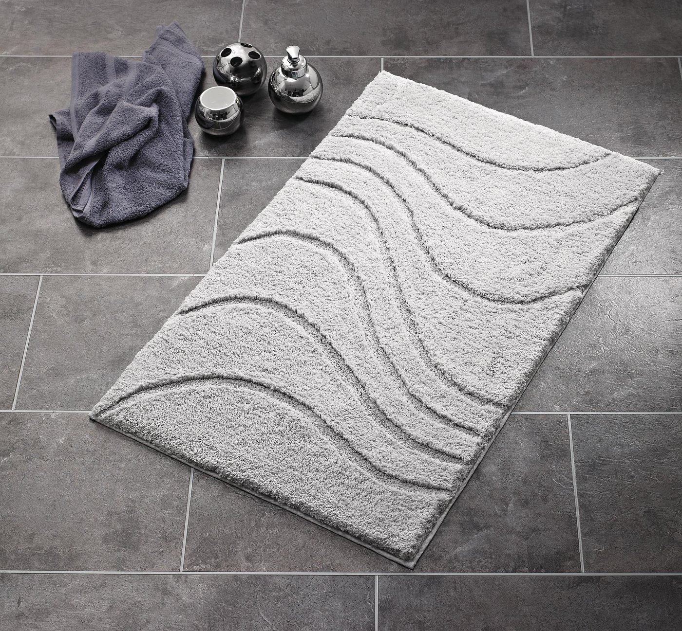 Ridder Badematte La Ola weiß, Höhe 55 mm, 100% Polyester-Microfaser – Bild 2 von 5