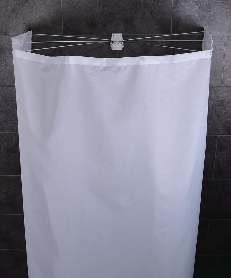 Ridder Duschvorhangstange Duschfaltkabine Ombrella Textil Madison weiß 210x180 cmweiß, ABS (Acrylnitril-Butadien-Styrol), PA (Polyacryl), PP (Polypropylen), Ino – Bild 2 von 2
