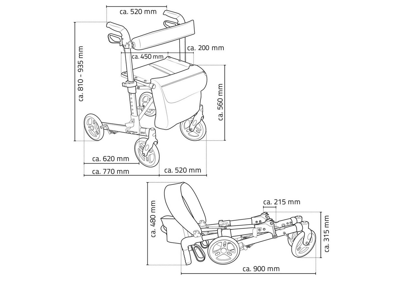 Ridder Rollator Mio schwarz-silber – Bild 4 von 5