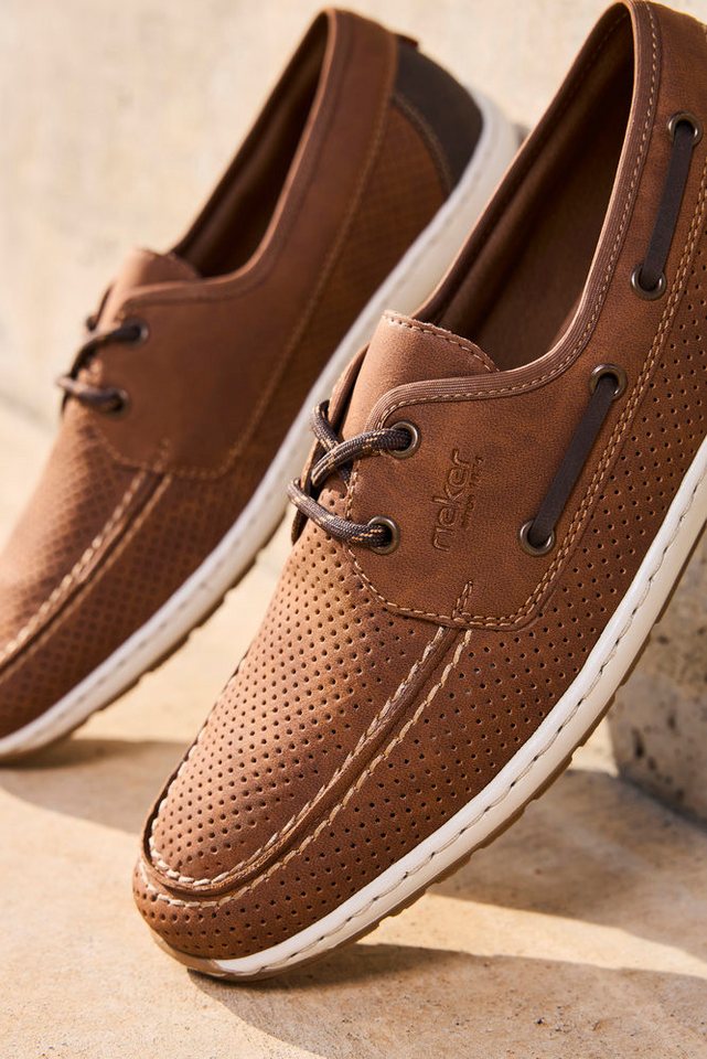Rieker Bootsschuh Mokassin, Halbschuh, Frühlingsschuh mit Perforation – Bild 3 von 5