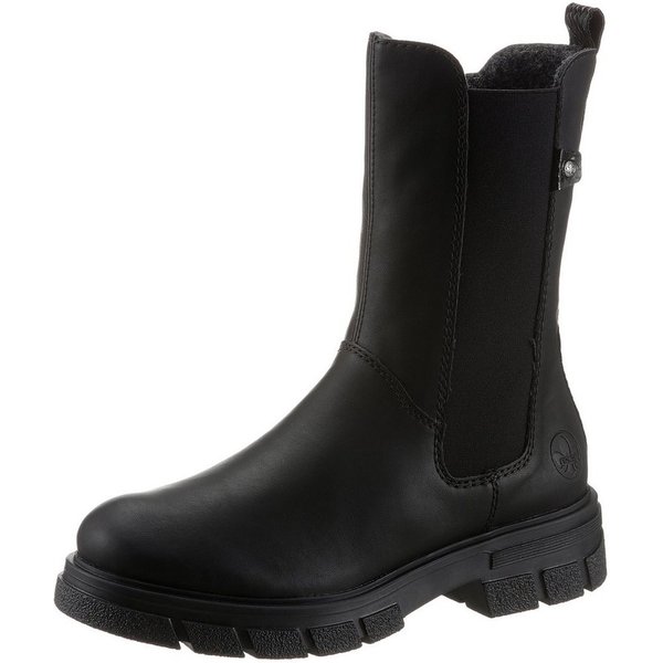 Rieker Chelseaboots, Stiefelette, Blockabsatz, Boots mit breitem Stretcheinsatz