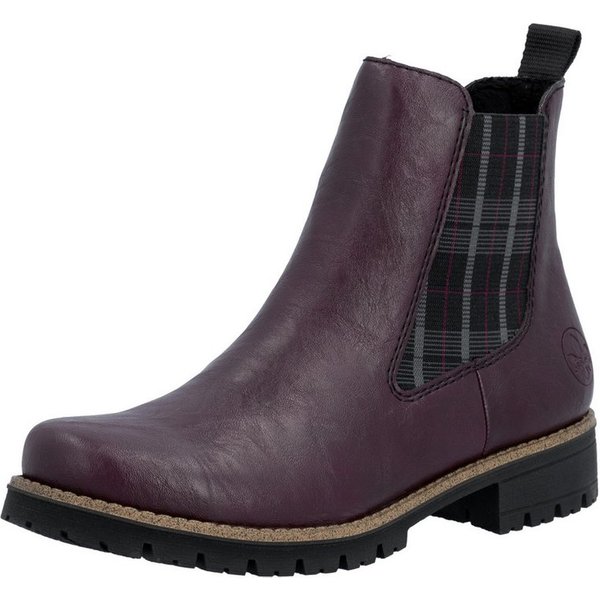 Rieker Chelseaboots Stiefelette, Boots mit kariertem Stretcheinsatz an der Seite