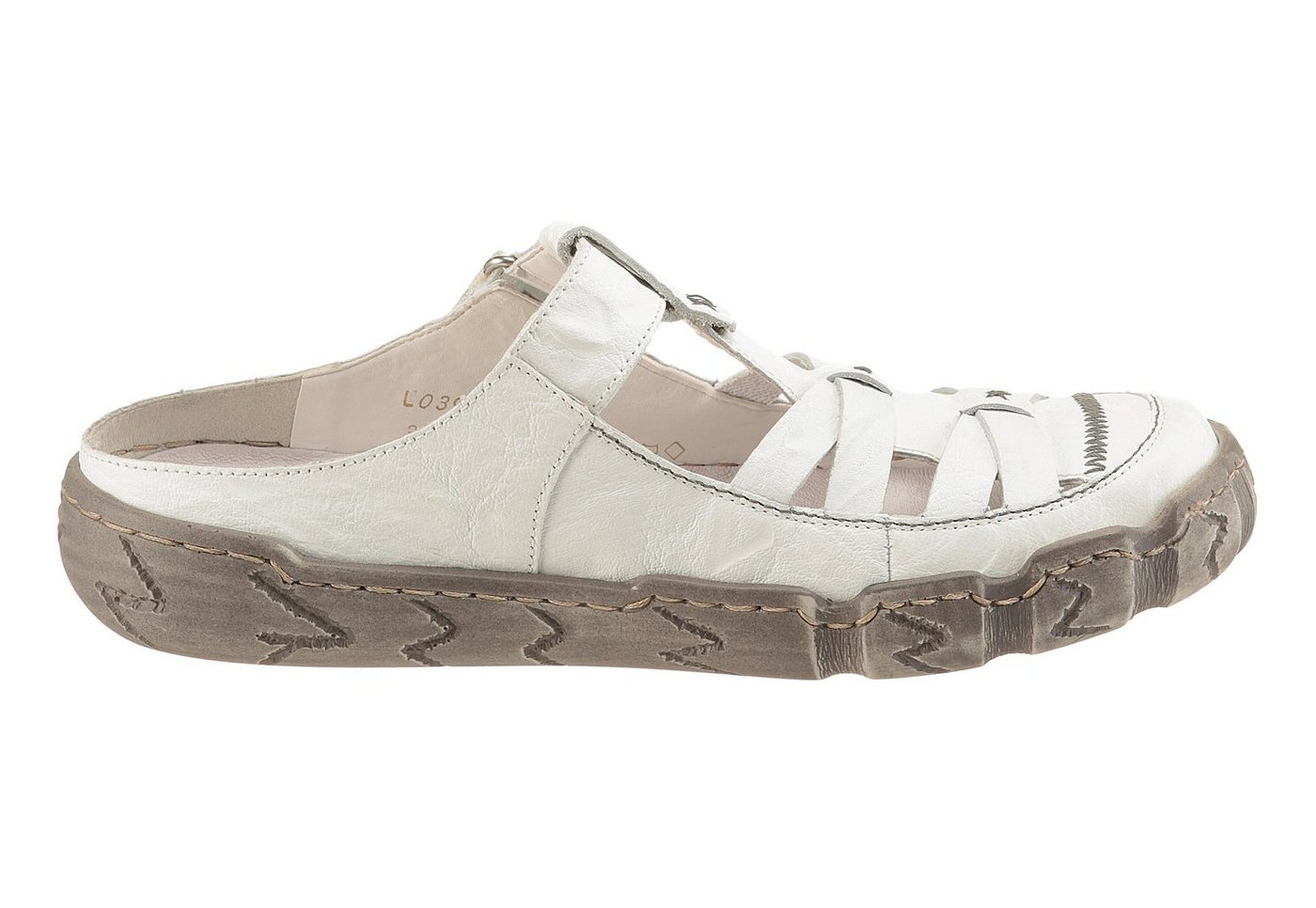 Rieker Clog Sabot, Sommerschuh, Schlappen, Hausschuh mit Ziernähten – Bild 5 von 5