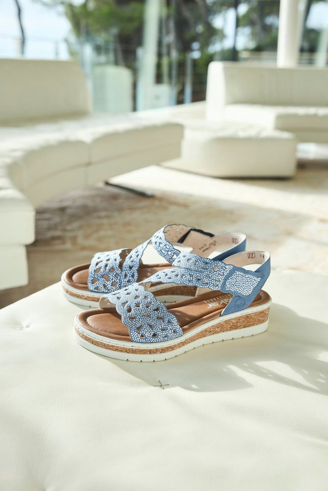 Rieker Keilsandalette Keilsandalette, Sommerschuh, Urlaubsschuh mit Glitzersteine – Bild 2 von 5