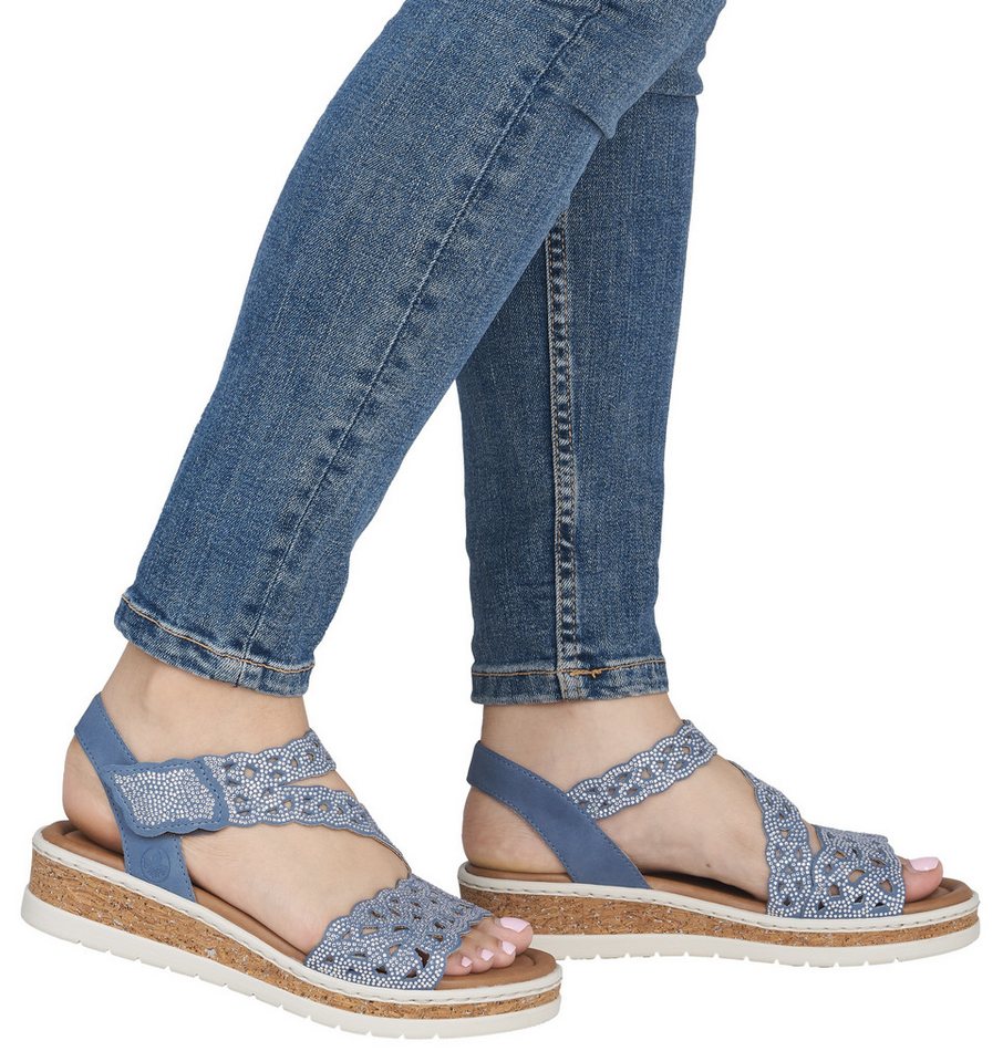Rieker Keilsandalette Keilsandalette, Sommerschuh, Urlaubsschuh mit Glitzersteine – Bild 4 von 5