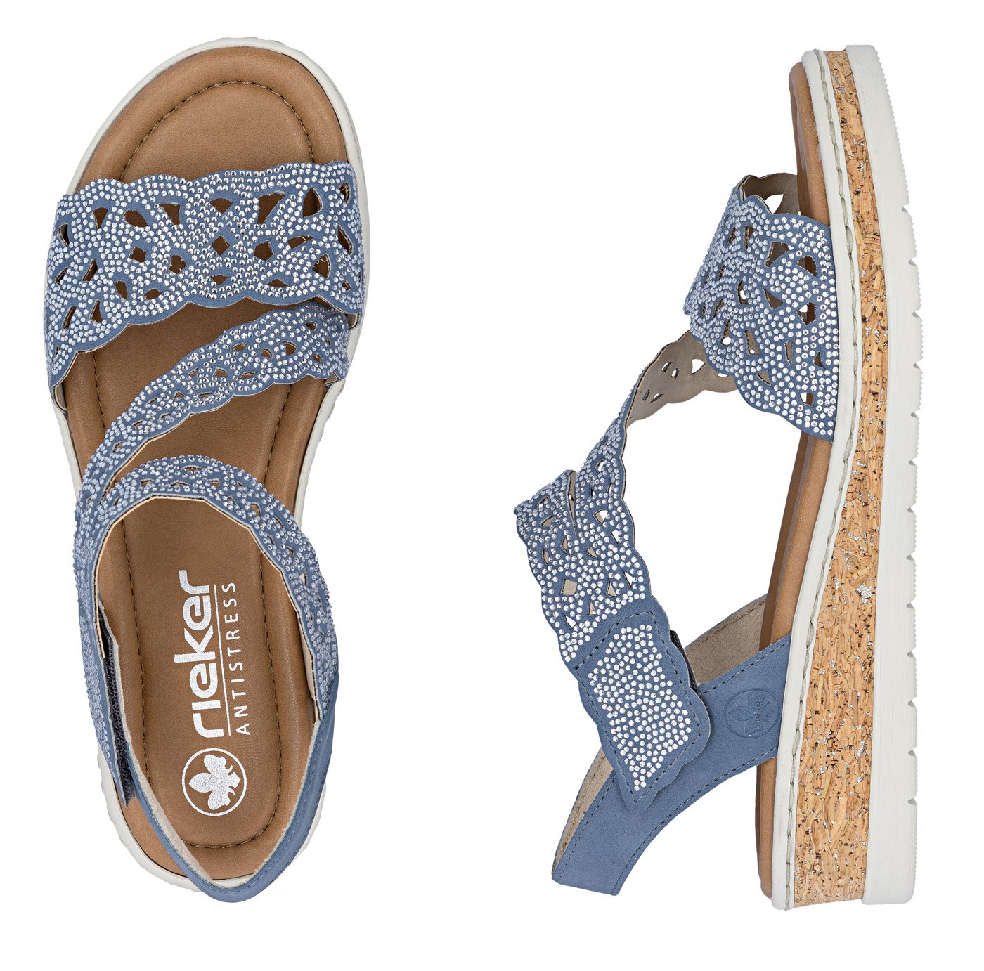 Rieker Keilsandalette Keilsandalette, Sommerschuh, Urlaubsschuh mit Glitzersteine – Bild 5 von 5