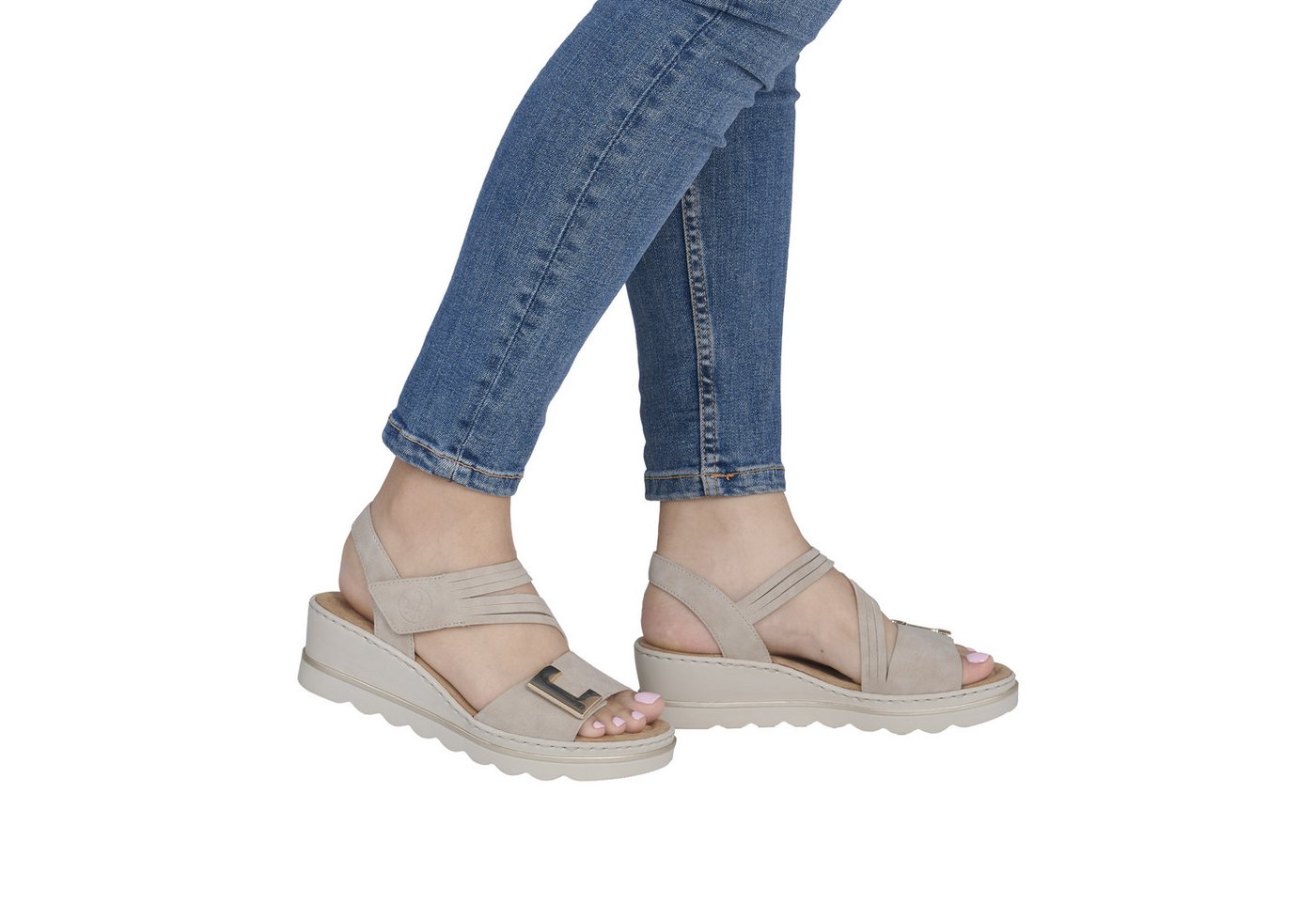 Rieker Keilsandalette Klettschuh, Sommerschuh, Urlaubsschuh mit asymmetrischen Riemchen – Bild 2 von 5