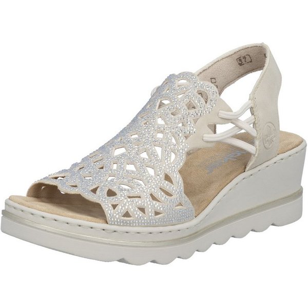 Rieker Keilsandalette Sommerschuh, Plateausandale, Schlupfschuh mit Schmucksteinchen