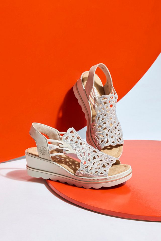 Rieker Keilsandalette Sommerschuh, Plateausandale, Schlupfschuh mit Schmucksteinchen – Bild 2 von 5