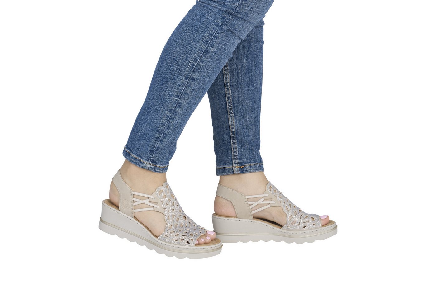 Rieker Keilsandalette Sommerschuh, Plateausandale, Schlupfschuh mit Schmucksteinchen – Bild 4 von 5