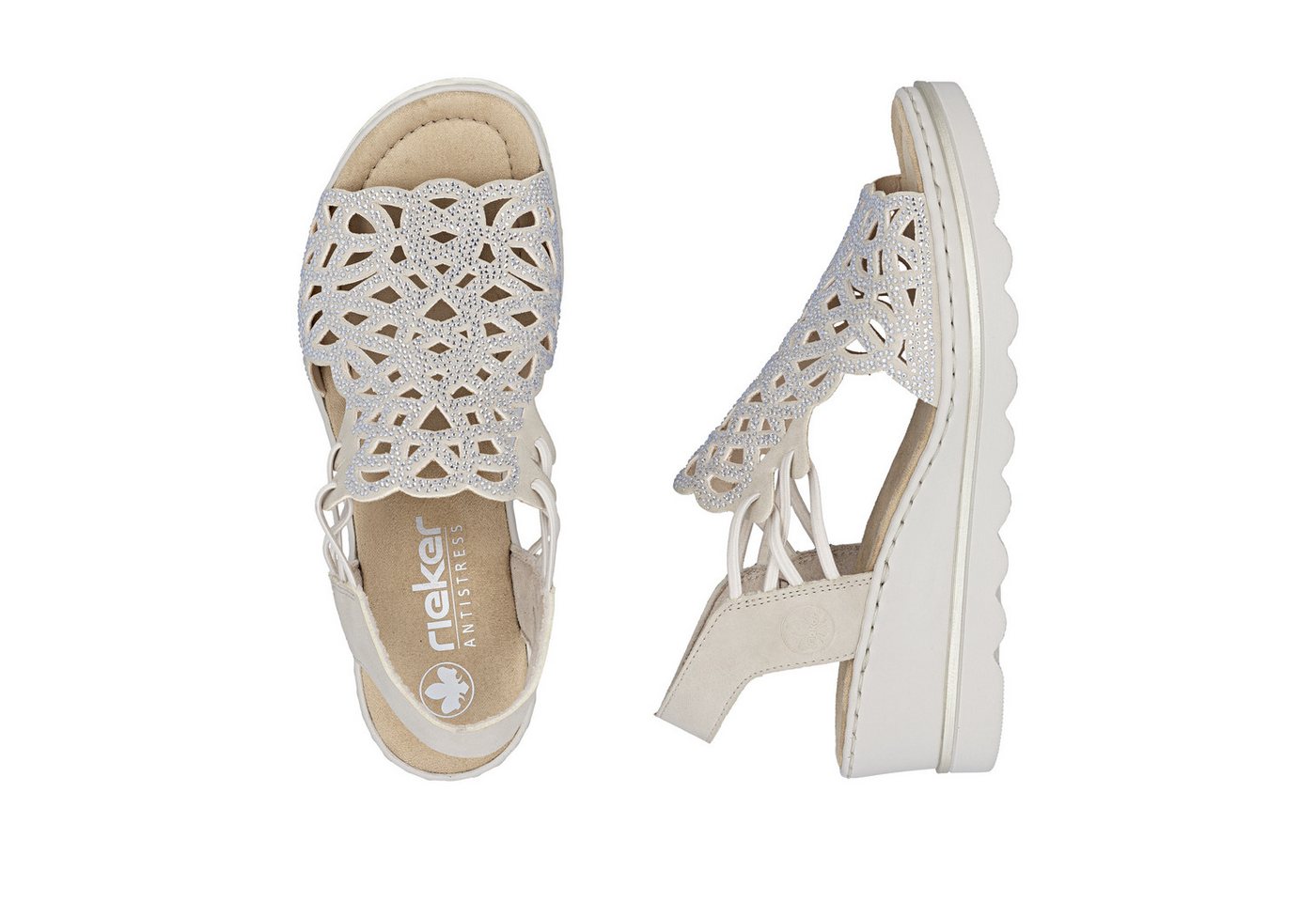 Rieker Keilsandalette Sommerschuh, Plateausandale, Schlupfschuh mit Schmucksteinchen – Bild 5 von 5