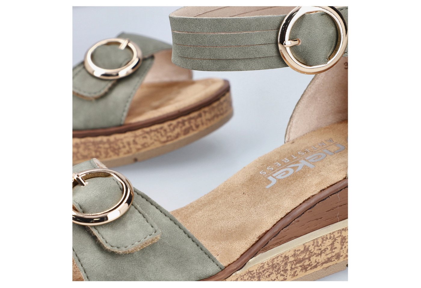 Rieker Keilsandalette Sommerschuh, Urlaubsschuh, Sandale mit trendy Fesselriemchen – Bild 3 von 5