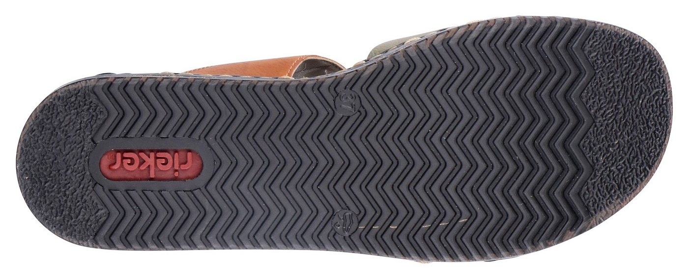 Rieker Pantolette, Keilabsatz, Sommerschuh, Schlappen mit praktischem Klettriemchen – Bild 3 von 5