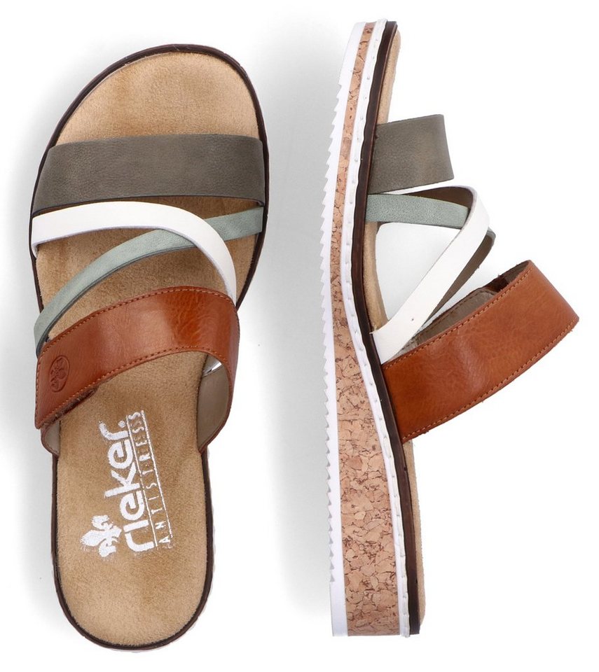 Rieker Pantolette Keilabsatz, Sommerschuh, Schlappen mit Klettriemchen – Bild 2 von 5