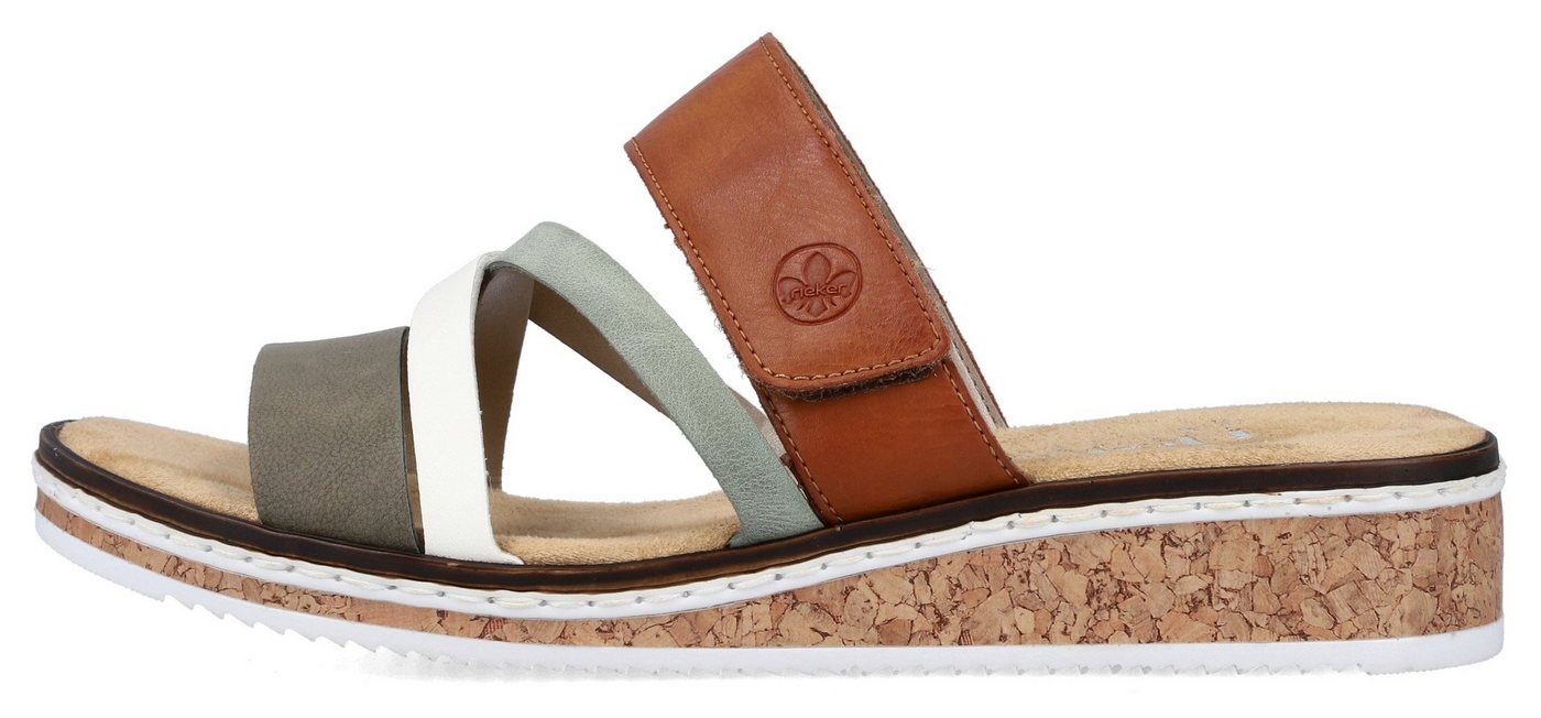 Rieker Pantolette Keilabsatz, Sommerschuh, Schlappen mit Klettriemchen – Bild 3 von 5