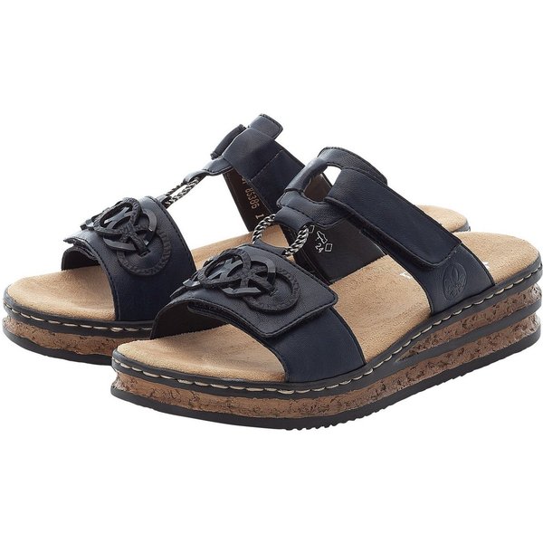 Rieker Pantolette, Plateau, Sommerschuh, Schlappen mit Schmuckelementen