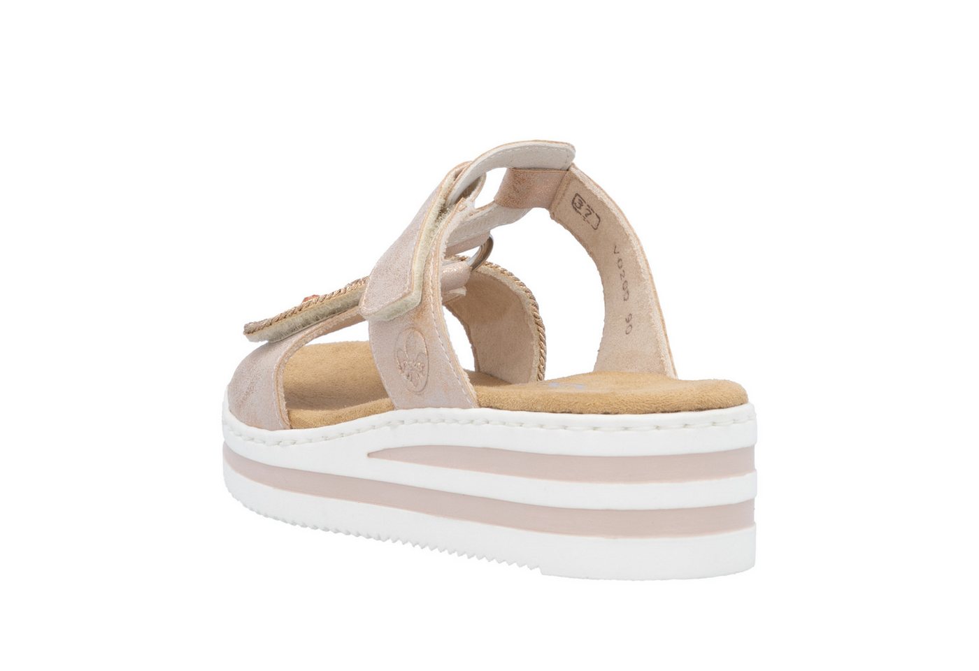 Rieker Pantolette Sommerschuh, Urlaubsschuh mit Glitzersteine, Metallic-Optik – Bild 2 von 5