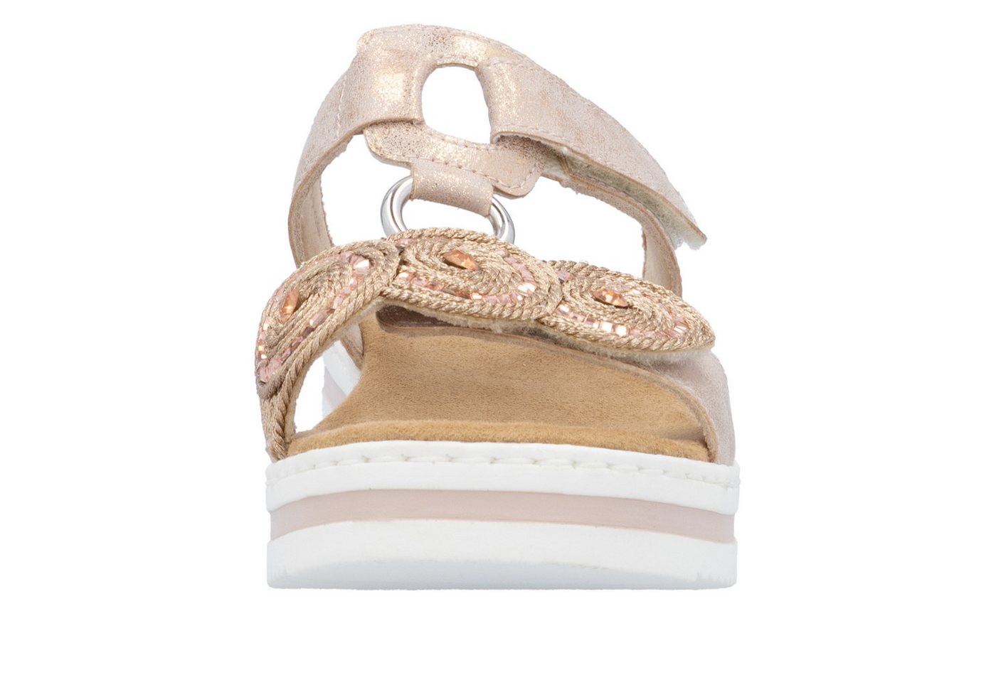 Rieker Pantolette Sommerschuh, Urlaubsschuh mit Glitzersteine, Metallic-Optik – Bild 4 von 5