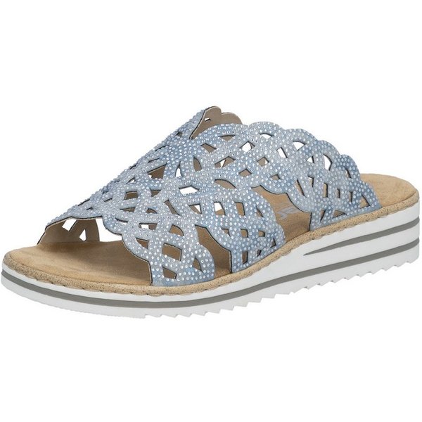 Rieker Pantolette Sommerschuh, Strandschuh, Hausschuh, Keilabsatz, mit Strass-Steinchen