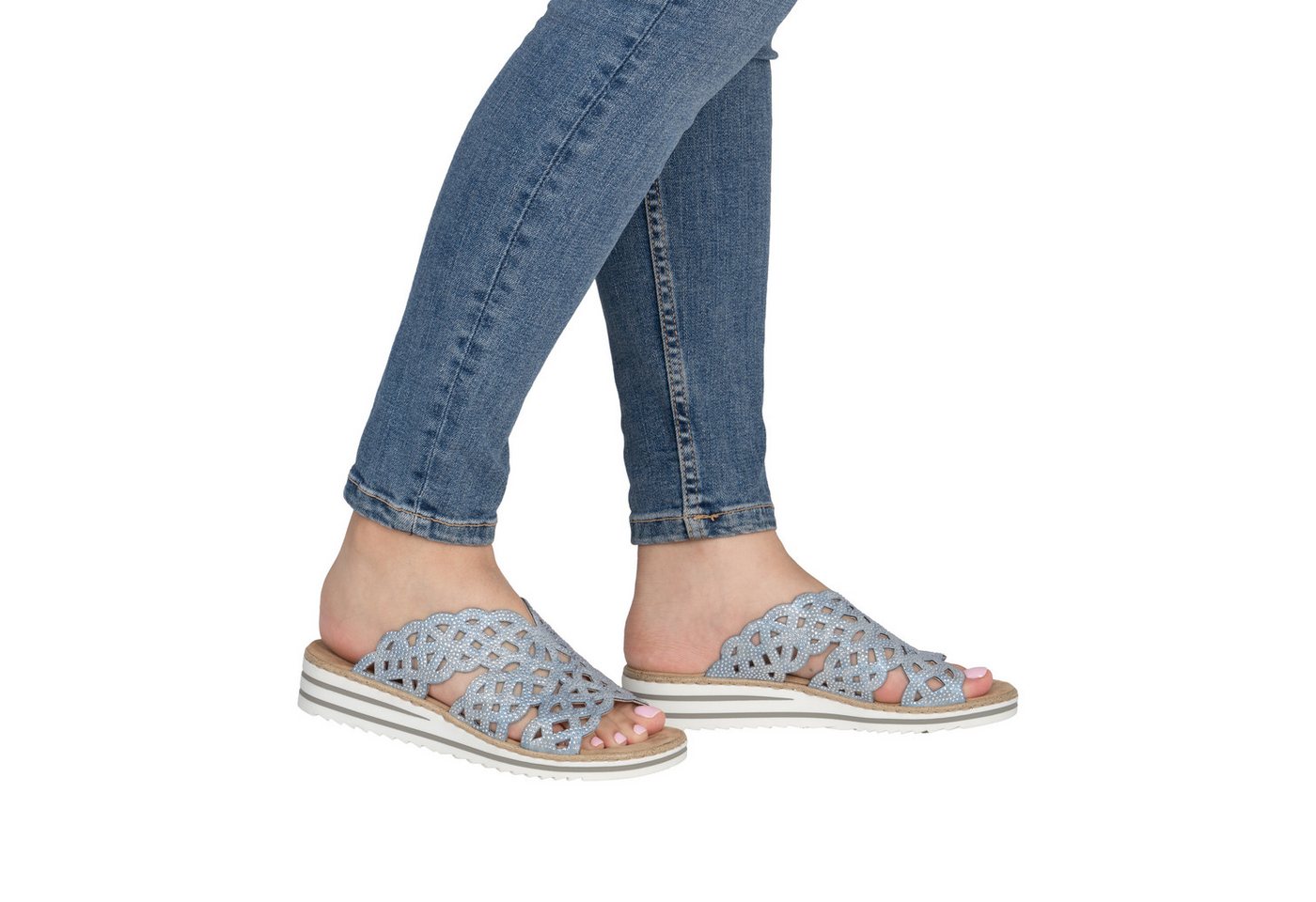 Rieker Pantolette Sommerschuh, Strandschuh, Hausschuh, Keilabsatz, mit Strass-Steinchen – Bild 2 von 5